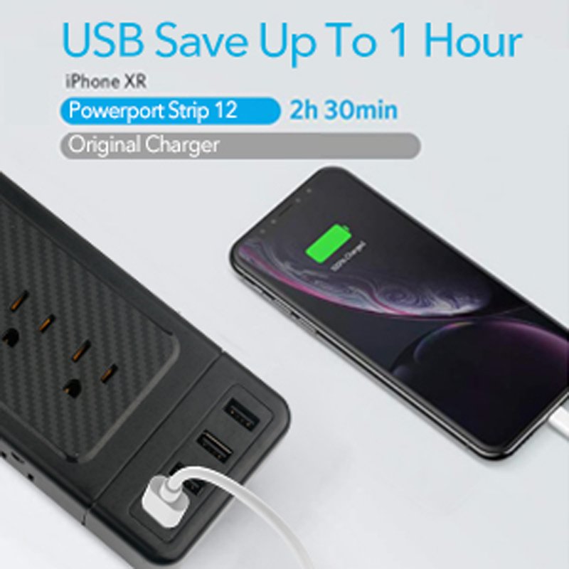 Multi Plug Extension Cord 10ft Heavy Duty USB Charging Station Power Strip 18 3 Side Surge Protector Wall Mount Outlet Extender