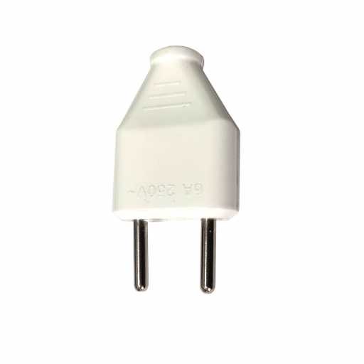 Hot Sale White Black Male Power Plug Flat Without Grounding 6A 2 Pin Power Plug 250V Electrical Power Plug EU Standard ABS