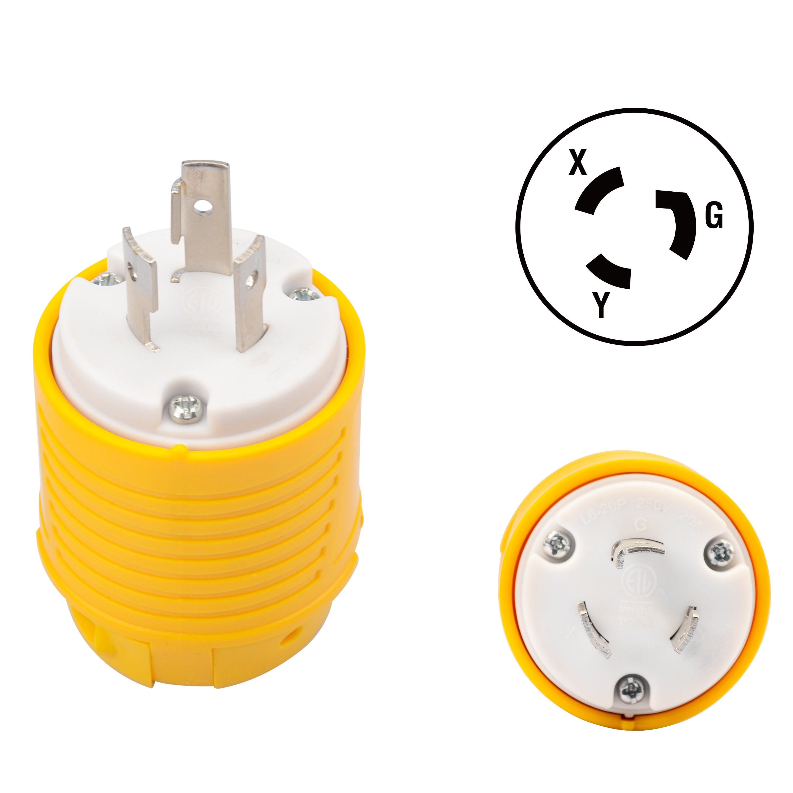 P018 NEMA L6-20P Locking Plug Connector for Generator Twist Lock Male Plug 20 Amp 250 Volt 20 Amp Replacement Plug