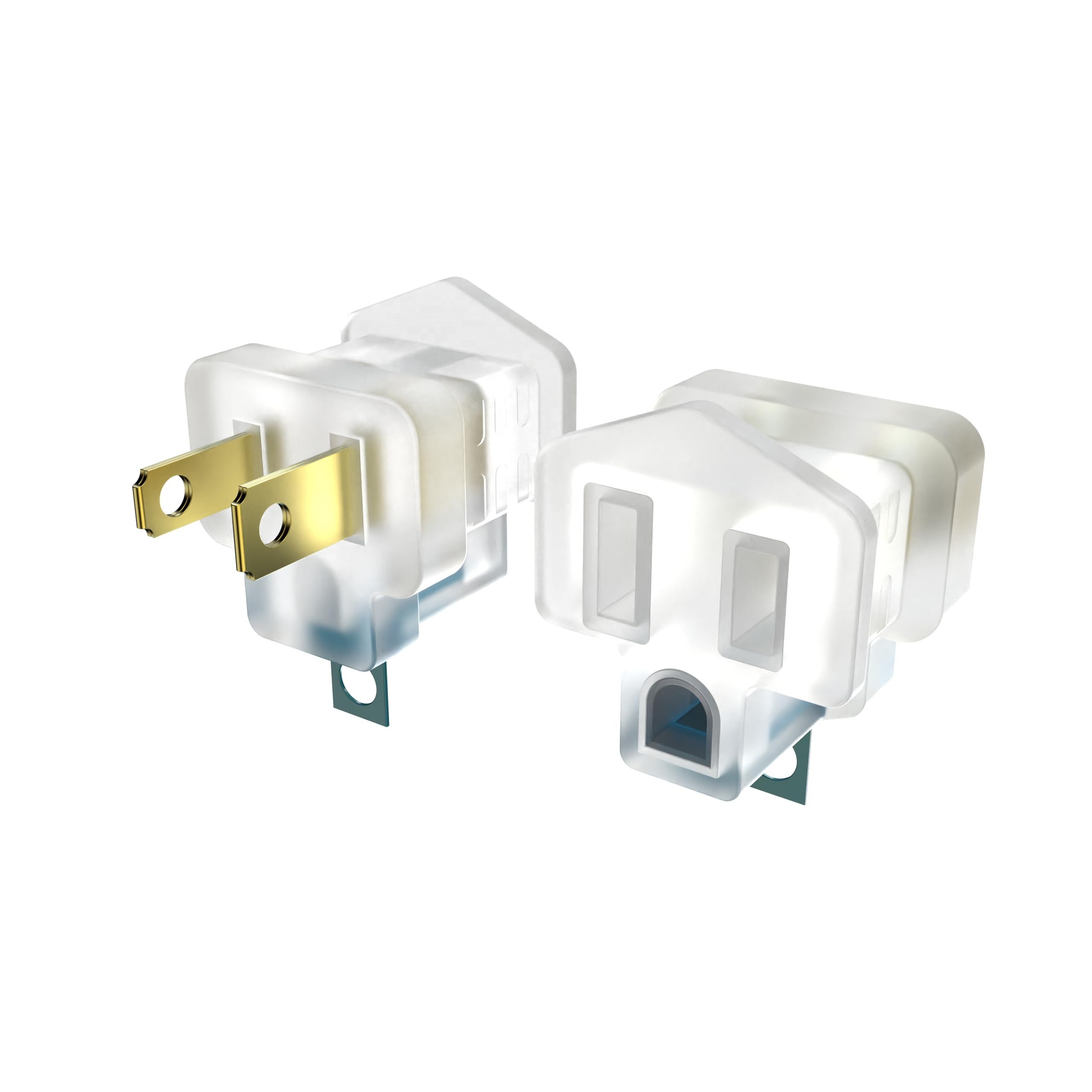 2PK 2Prong to 3Prong Adapter Converter for Wall Outlet Plug Portable Clear Outlet Extender 2 to 3 Prong Grounding Adapter Outlet