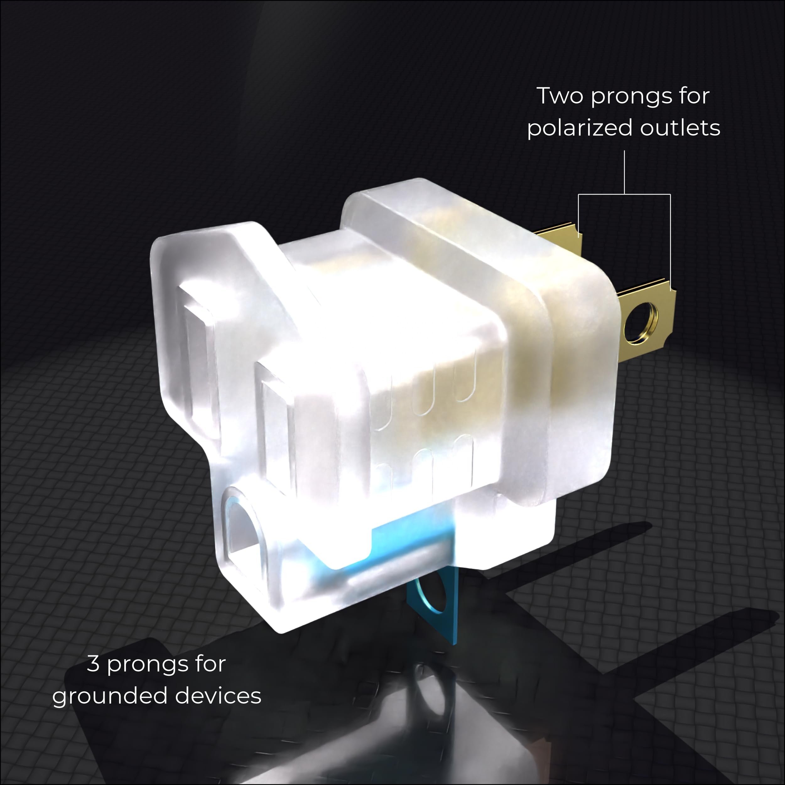 2PK 2Prong to 3Prong Adapter Converter for Wall Outlet Plug Portable Clear Outlet Extender 2 to 3 Prong Grounding Adapter Outlet