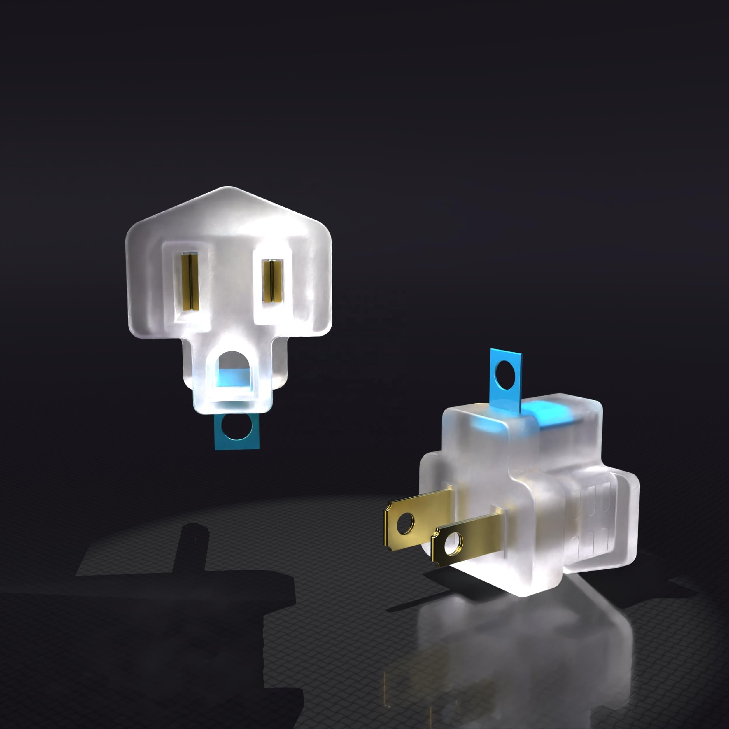2PK 2Prong to 3Prong Adapter Converter for Wall Outlet Plug Portable Clear Outlet Extender 2 to 3 Prong Grounding Adapter Outlet