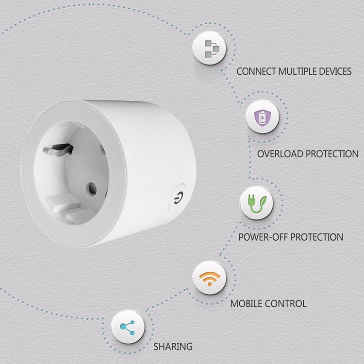 Topshine 2019 16A EU type mini Wifi Plug wifi outlet works with alexa and google home for voice control