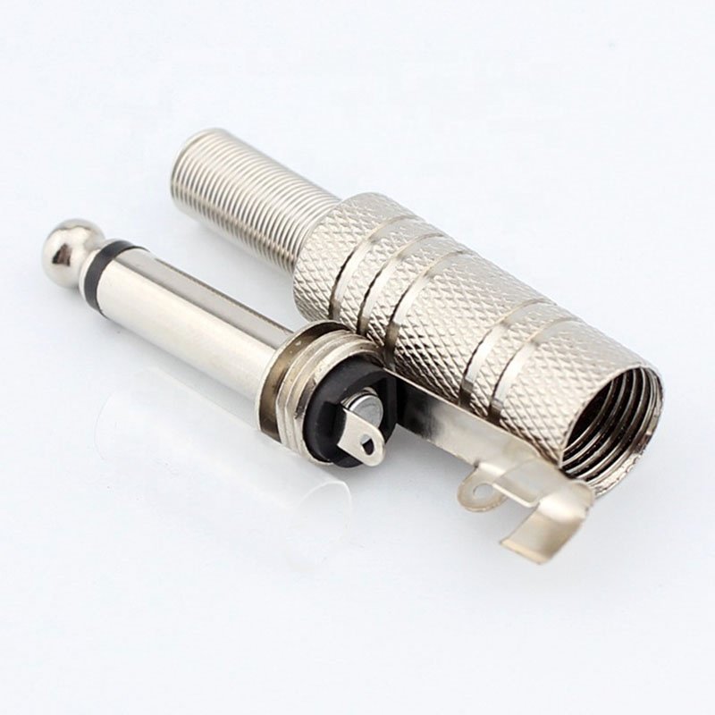 1/4'' 6.35mm mono Jack Plug With Spring Cable Protector Solder connector