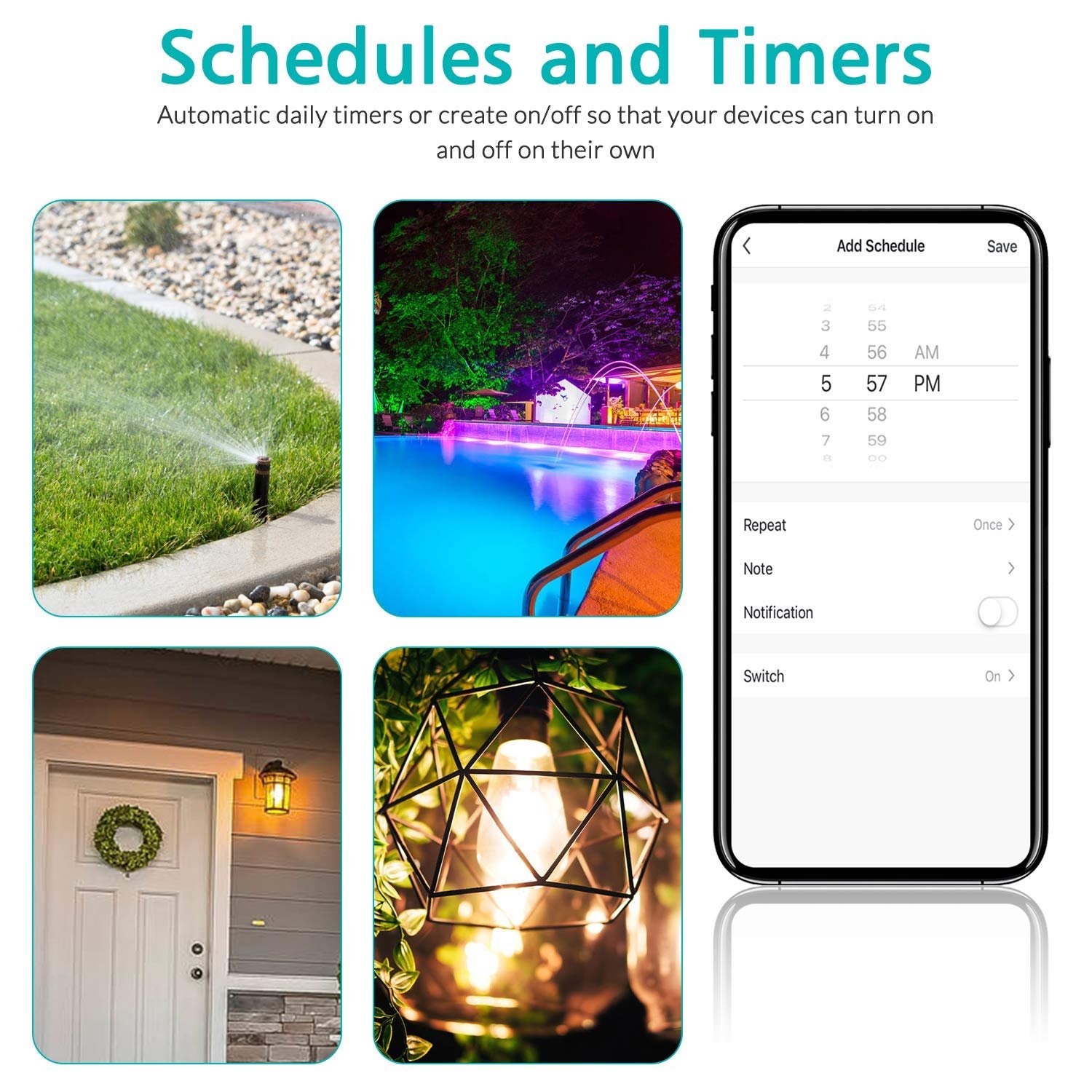 Outdoor Smart Plug,Smart Home WiFi Outlet Controlled Sockets,Voice Devices Remote Control Timer Compatible with Alex Google Home