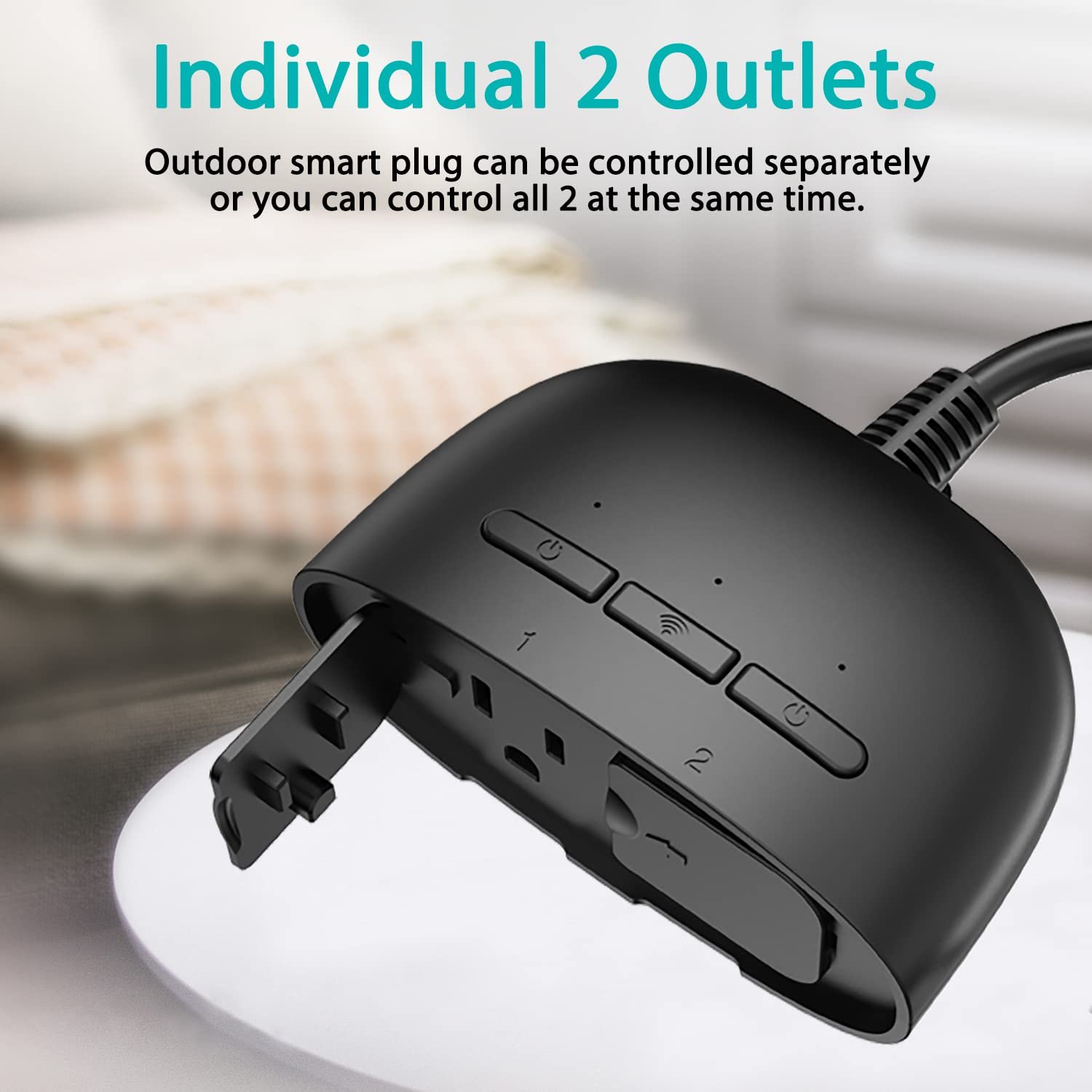 Outdoor Smart Plug,Smart Home WiFi Outlet Controlled Sockets,Voice Devices Remote Control Timer Compatible with Alex Google Home