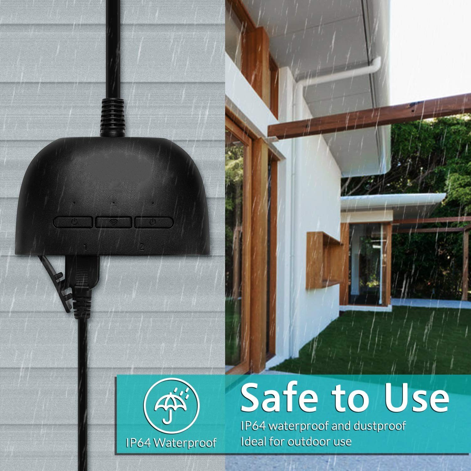 Outdoor Smart Plug,Smart Home WiFi Outlet Controlled Sockets,Voice Devices Remote Control Timer Compatible with Alex Google Home