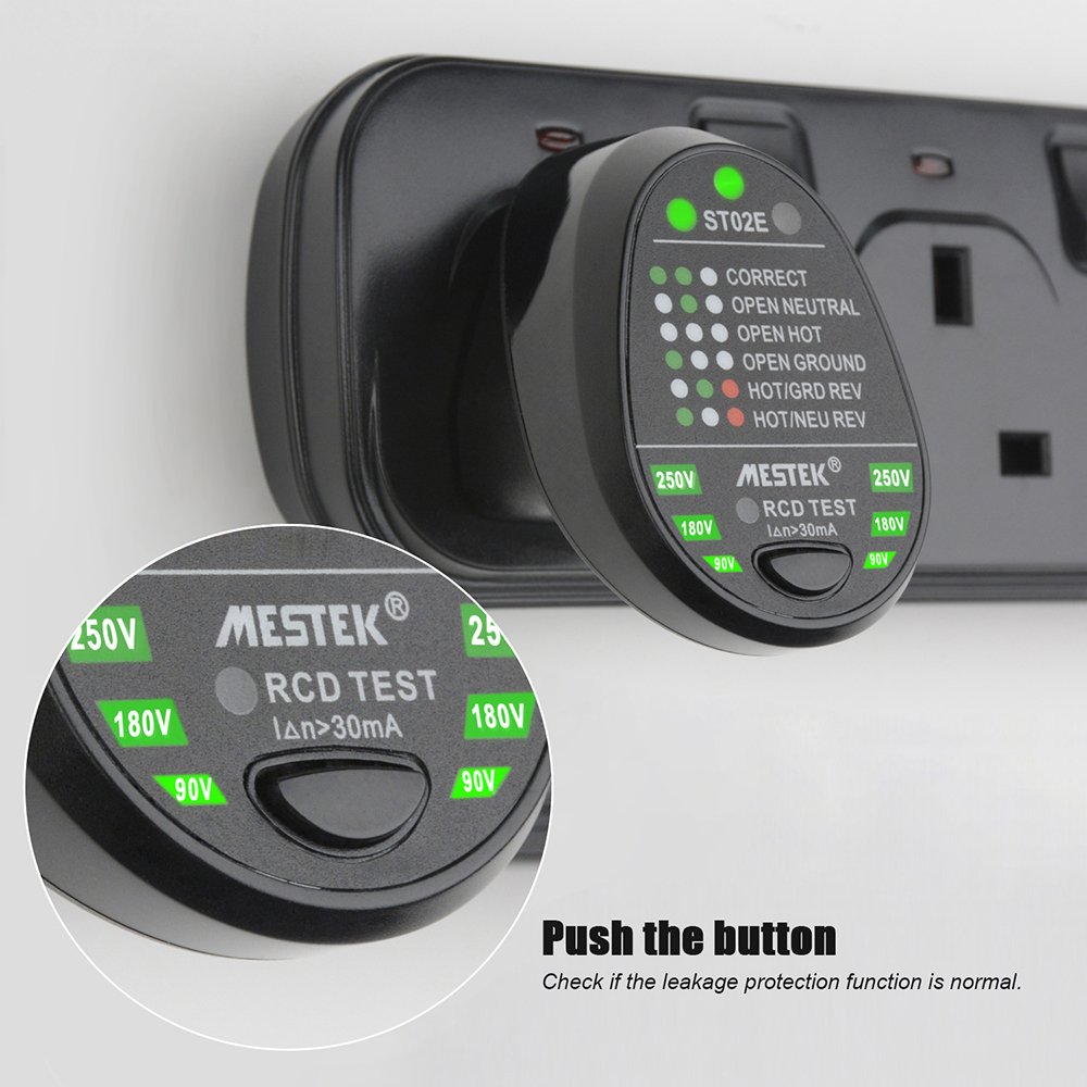 ST02E MESTEK Socket Tester 90~250V High Voltage Electric Line Tester for Home and Industrial Outlet power plug socket