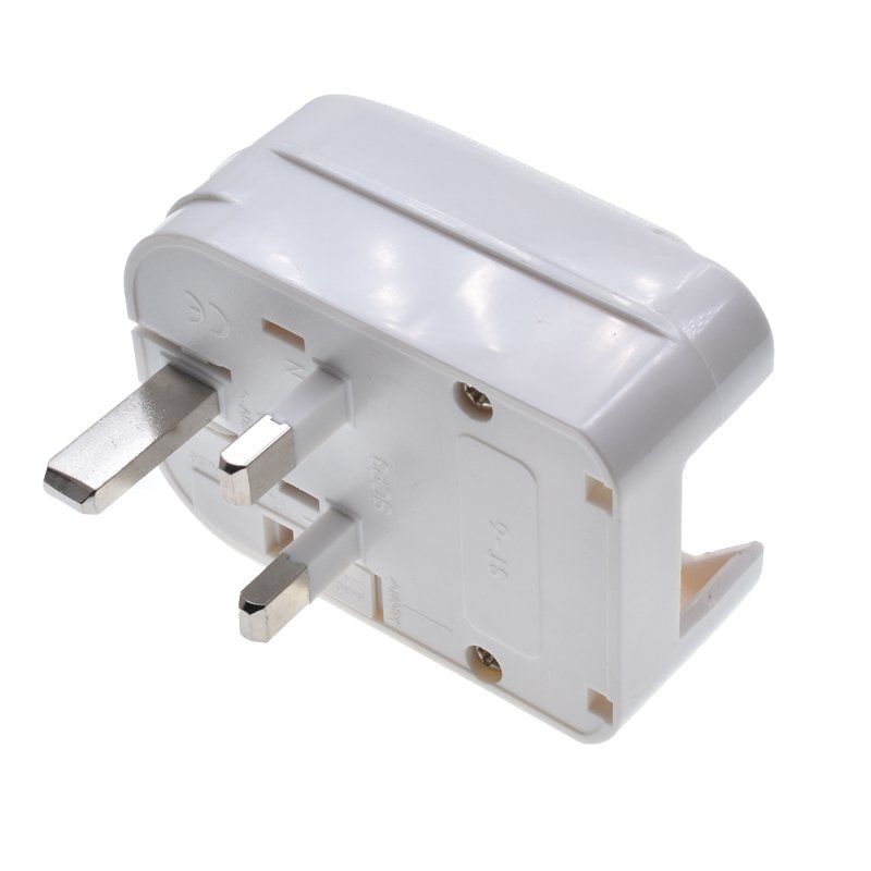 EU Schuko to UK plug adapter Round 4.8mm 2 pins to Type-G BS 3 pins Converter Adaptor 13A 250V Built-in fuse White EU elbow Plug
