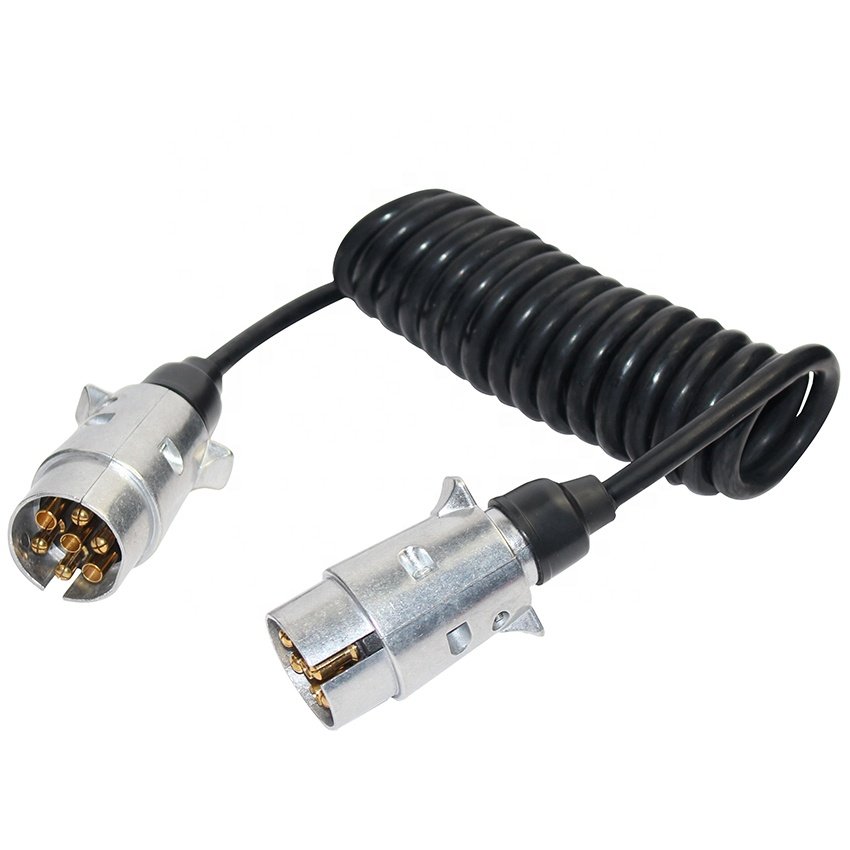 7 Pin Trailer Extension Lead Cable Metal 2M With Trailer Plug Towing Light Connector 12V For Caravan