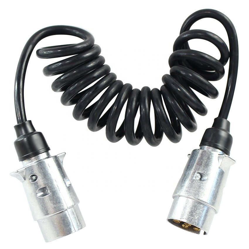 7 Pin Trailer Extension Lead Cable Metal 2M With Trailer Plug Towing Light Connector 12V For Caravan