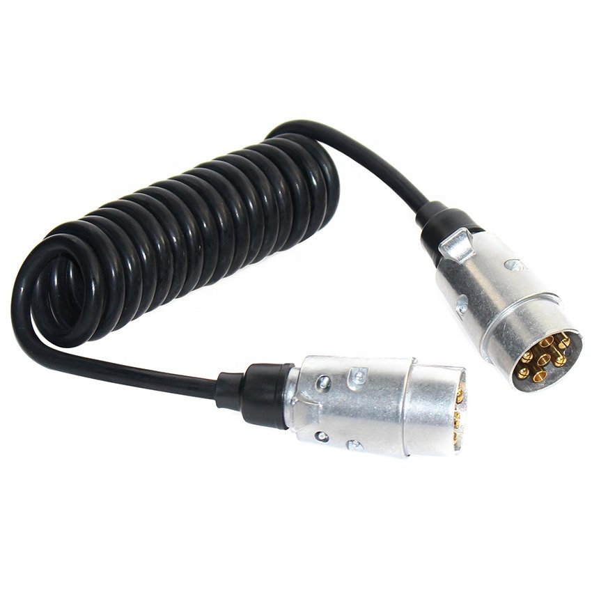7 Pin Trailer Extension Lead Cable Metal 2M With Trailer Plug Towing Light Connector 12V For Caravan