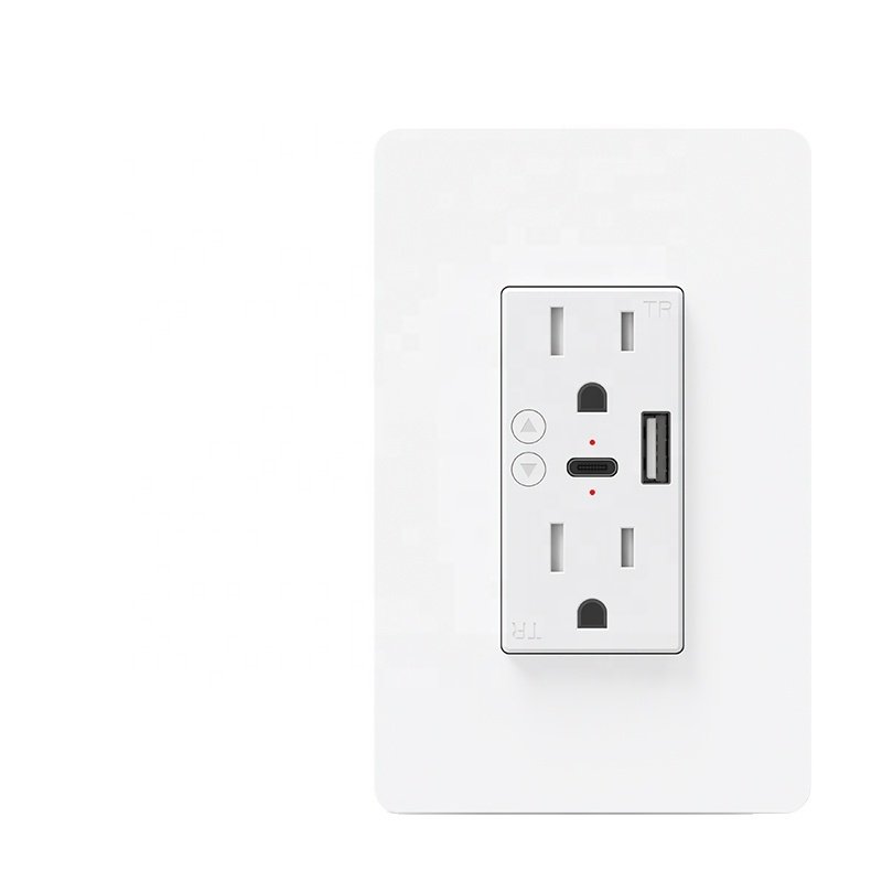 Milfra WiFi Type C and USB Charger Port In Wall WiFi Smart Wall Socket Smart USB Wall Outlet Receptacle Socket Plug with Type-C