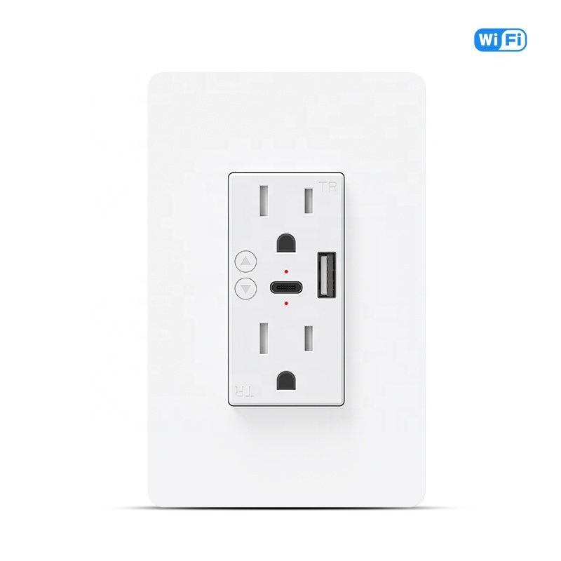 Milfra WiFi Type C and USB Charger Port In Wall WiFi Smart Wall Socket Smart USB Wall Outlet Receptacle Socket Plug with Type-C