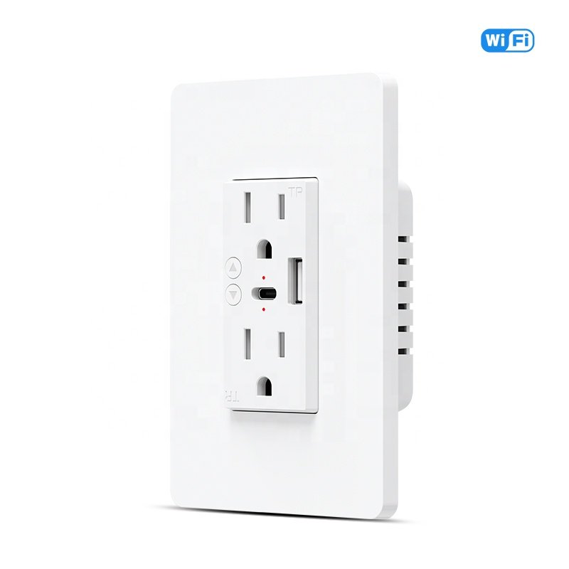 Milfra WiFi Type C and USB Charger Port In Wall WiFi Smart Wall Socket Smart USB Wall Outlet Receptacle Socket Plug with Type-C