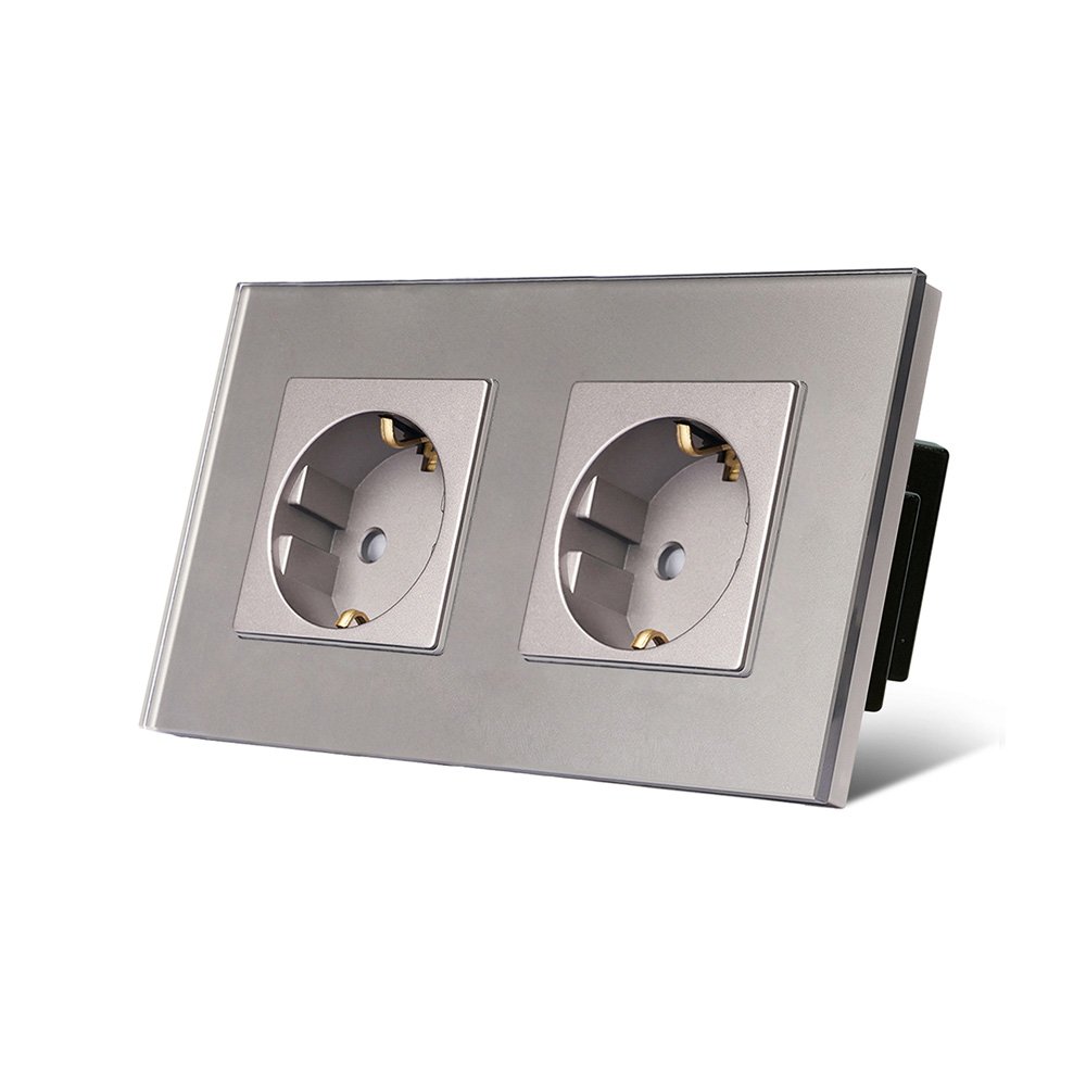 High Quality Wholesale Pc Flame Retardant Plastic Double Socket 220v Colorful Eu USB A+C Wall Sockets Euro Standard