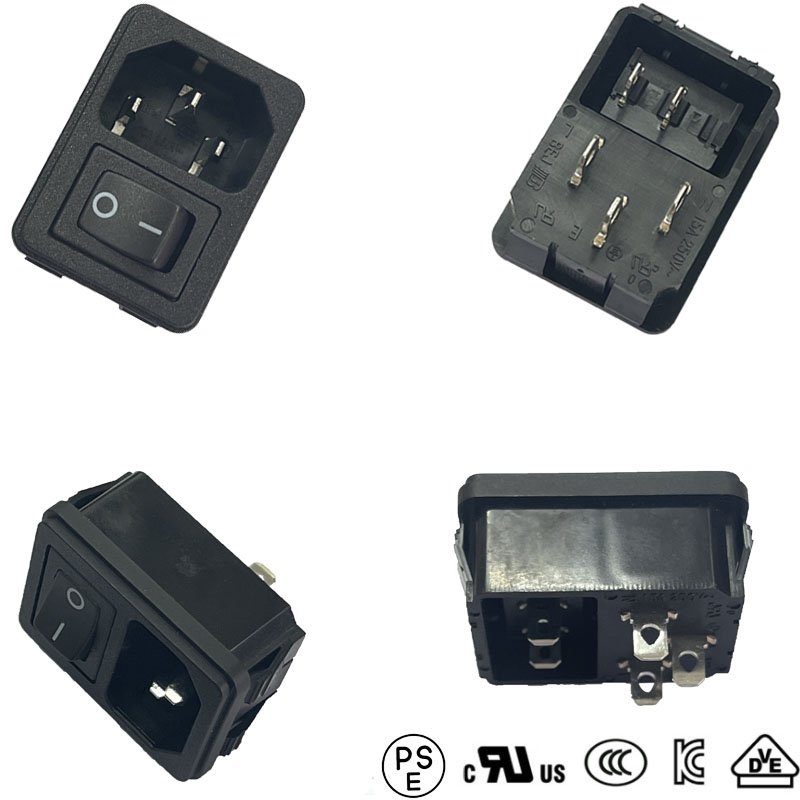 15A 250V OEM High Quality C14 Industrial AC Power Inlet Plug Socket With Switch For Export