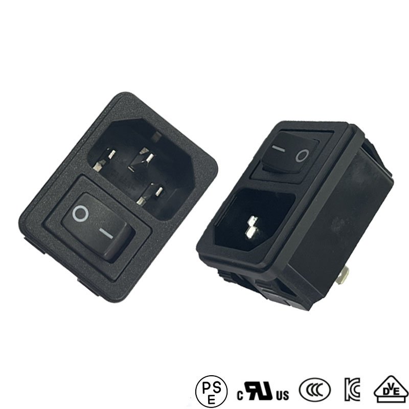 15A 250V OEM High Quality C14 Industrial AC Power Inlet Plug Socket With Switch For Export