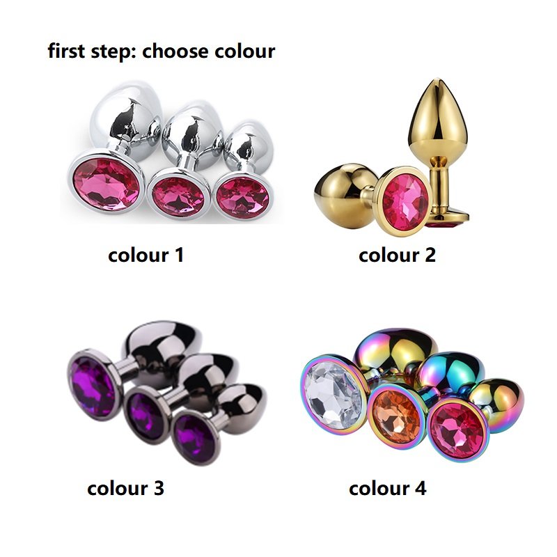 3 Size Anal Plug Heart Stainless Steel Crystal Anal Plug Removable Butt Plug Stimulator Anal Sex Toys Prostate Massager Dildo