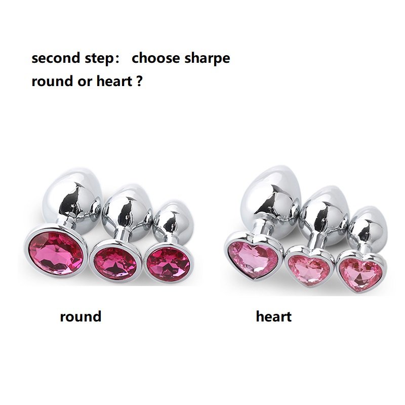 3 Size Anal Plug Heart Stainless Steel Crystal Anal Plug Removable Butt Plug Stimulator Anal Sex Toys Prostate Massager Dildo
