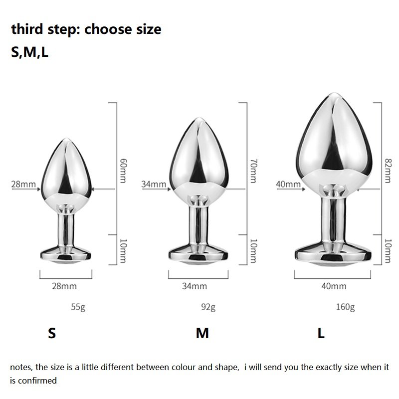 3 Size Anal Plug Heart Stainless Steel Crystal Anal Plug Removable Butt Plug Stimulator Anal Sex Toys Prostate Massager Dildo