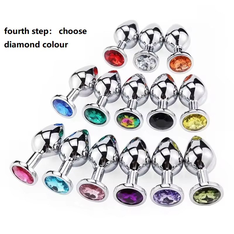 3 Size Anal Plug Heart Stainless Steel Crystal Anal Plug Removable Butt Plug Stimulator Anal Sex Toys Prostate Massager Dildo