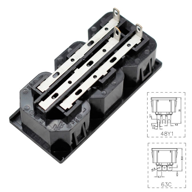 IEC 60320 C13 Snap-in universal wall socket for UPS PDU multiple power AC inlet outlet plug connector
