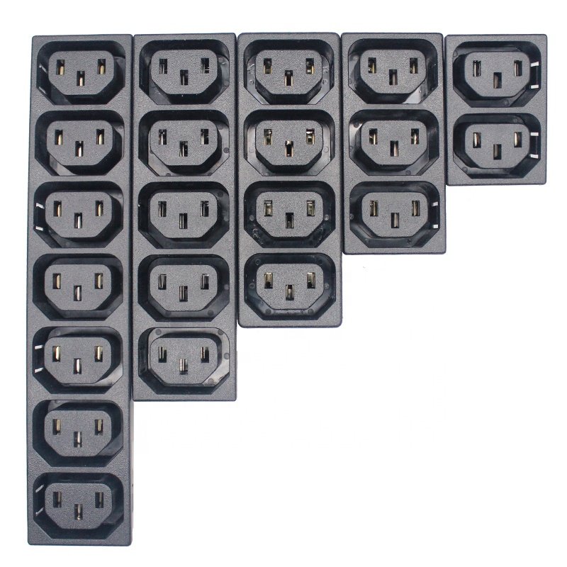 IEC 60320 C13 Snap-in universal wall socket for UPS PDU multiple power AC inlet outlet plug connector