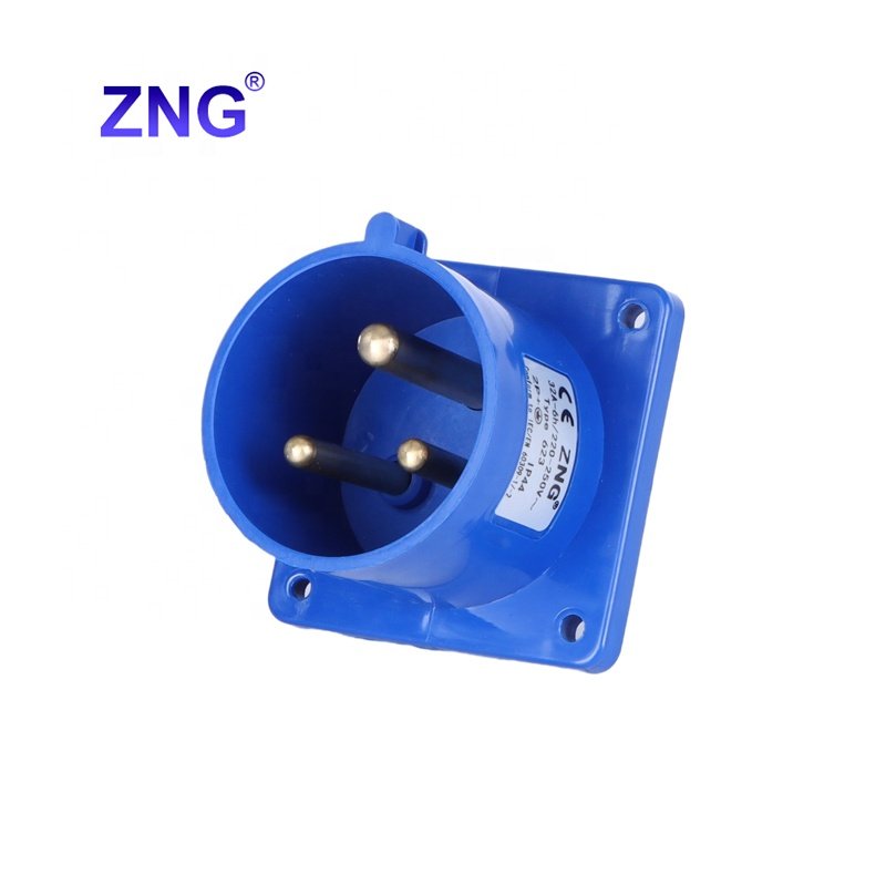 ZNG-623 Fixed Industrial Reverse Plug 32A 3 Pin Inlet Panel Mount