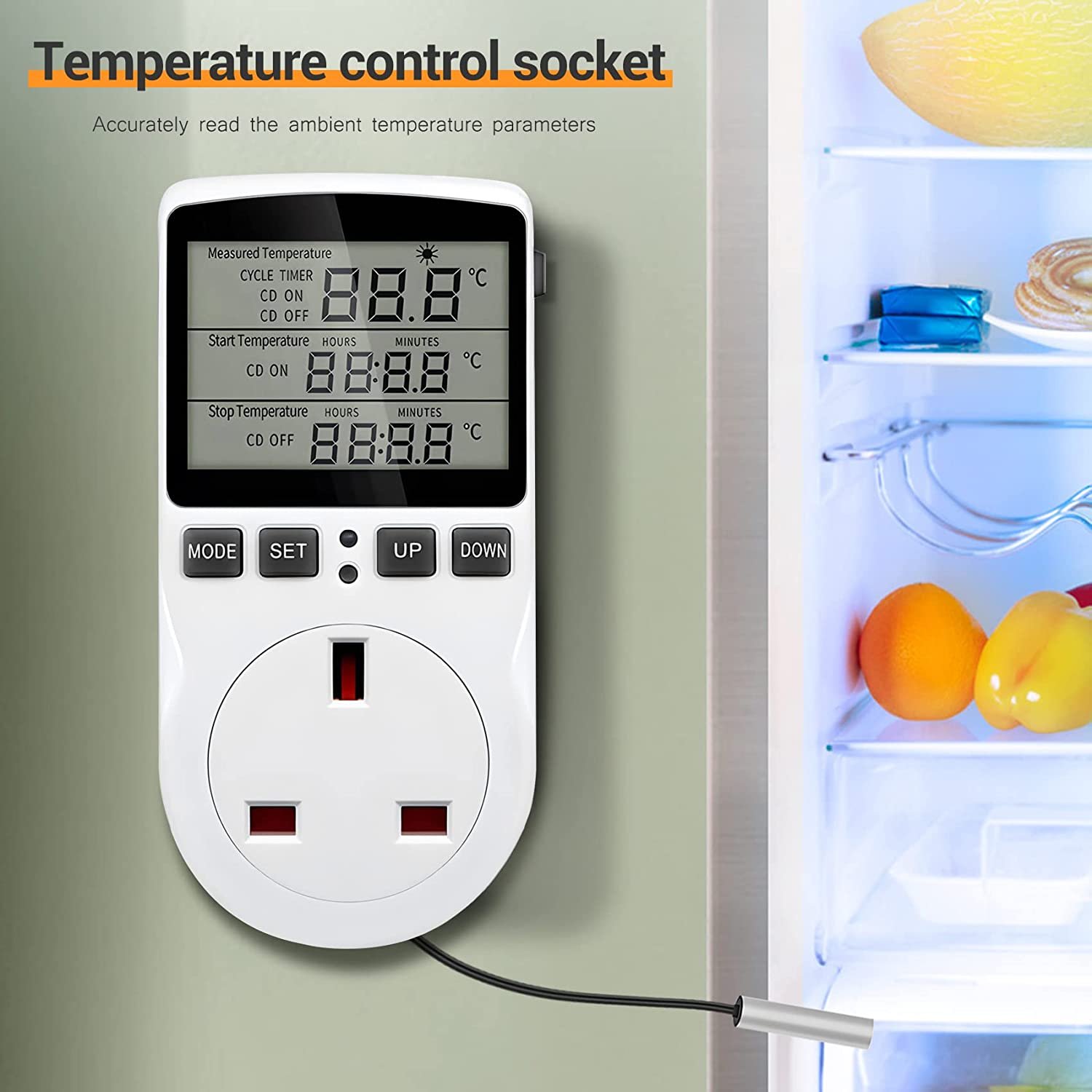 Digital Thermostat Plug socket US/AU/UK/EU 13A Electrical Timer Socket With Temperature Controller