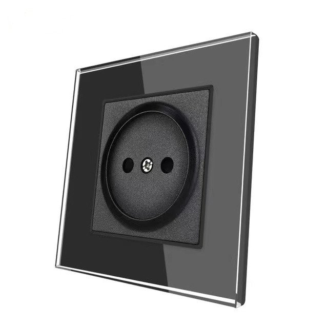 EU Standard Power Wall Socket 220V 16A White Full Mirror Tempered Glass Panel Electrical Outlets Home Improvements