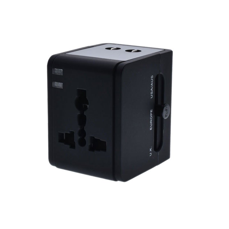 All in One Universal International Plug Adapter 2 USB Port World Travel AC Power Charger Adaptor with AU US UK EU Plug