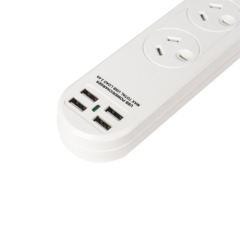 6 Outlet AU White Extension Socket Power Strip Security Electric Plug Extension Board Socket Surge Protector Power Strip