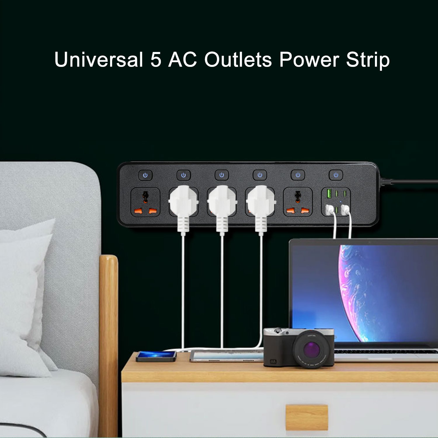 EU/UK/US Plug universal power socket extension usb power strip surge protector with usb-c