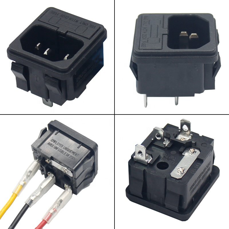 10A 250V AC IEC 320 C14 AC Inlet Socket Snap in power Adapter Fuse Holder C14 socket