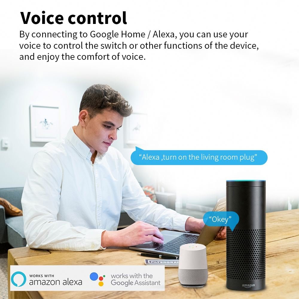 Tuya WiFi Smart Socket 16A EU Plug Supports Tuya Smart Life APP Voice Control Power Monitor Timer Outlet for Google Home Alexa