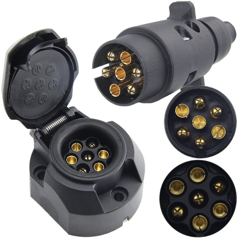 7P Small Plug On Car To to 7P Round Socket Adapter Connector On Trailer