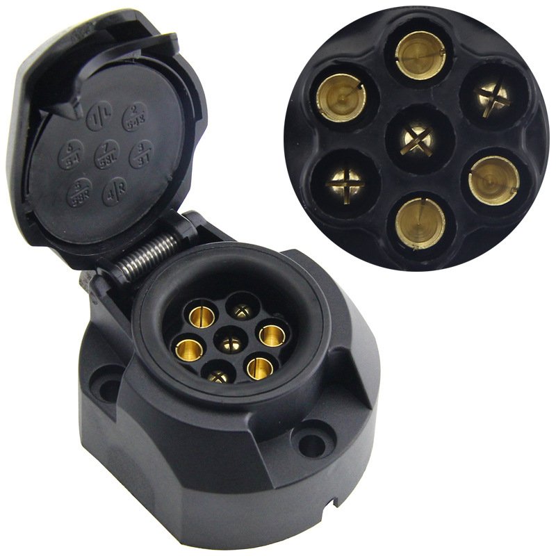 7P Small Plug On Car To to 7P Round Socket Adapter Connector On Trailer