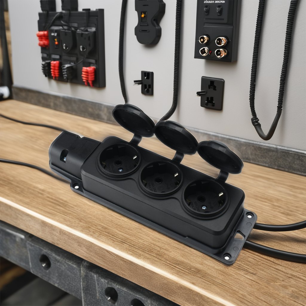 3 Gang Extension EU Sockets Earthing Waterproof Schuko IP54 3-Pin Plug Male Plug Power Stripes 16A Rated Current EU Standard