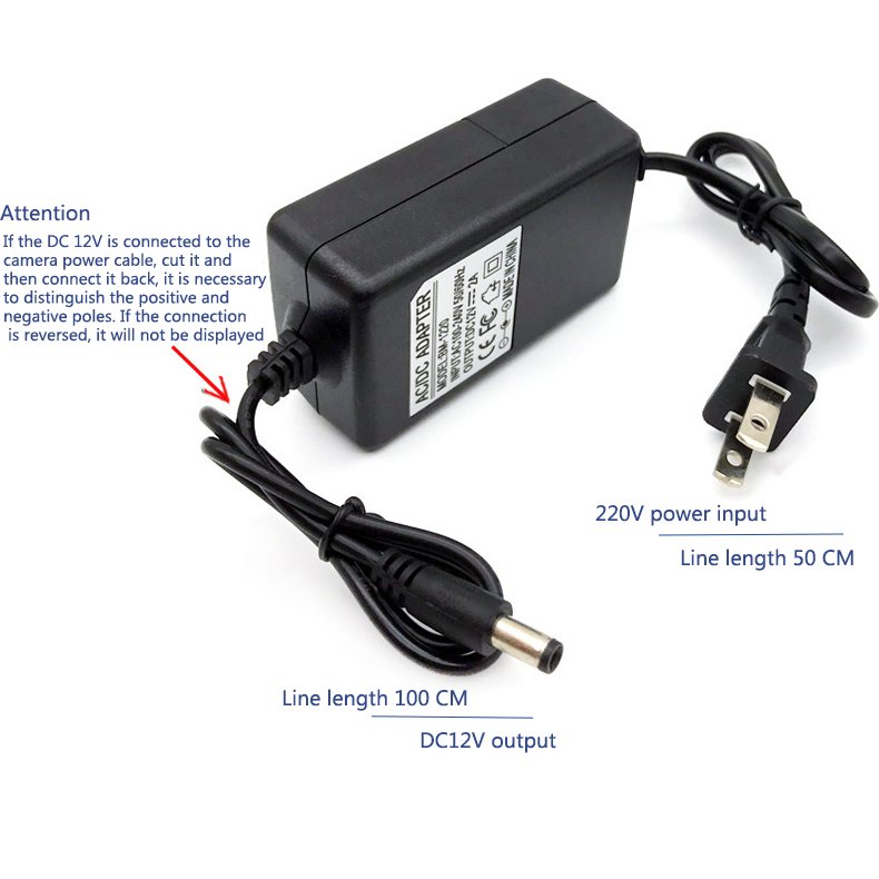 Factory Plastic housing Two-wire power adapter EU/UK/USA AC Plug 5.5*2.5/5.5*2.1mm DC Connector 12V 1A Power Adapter