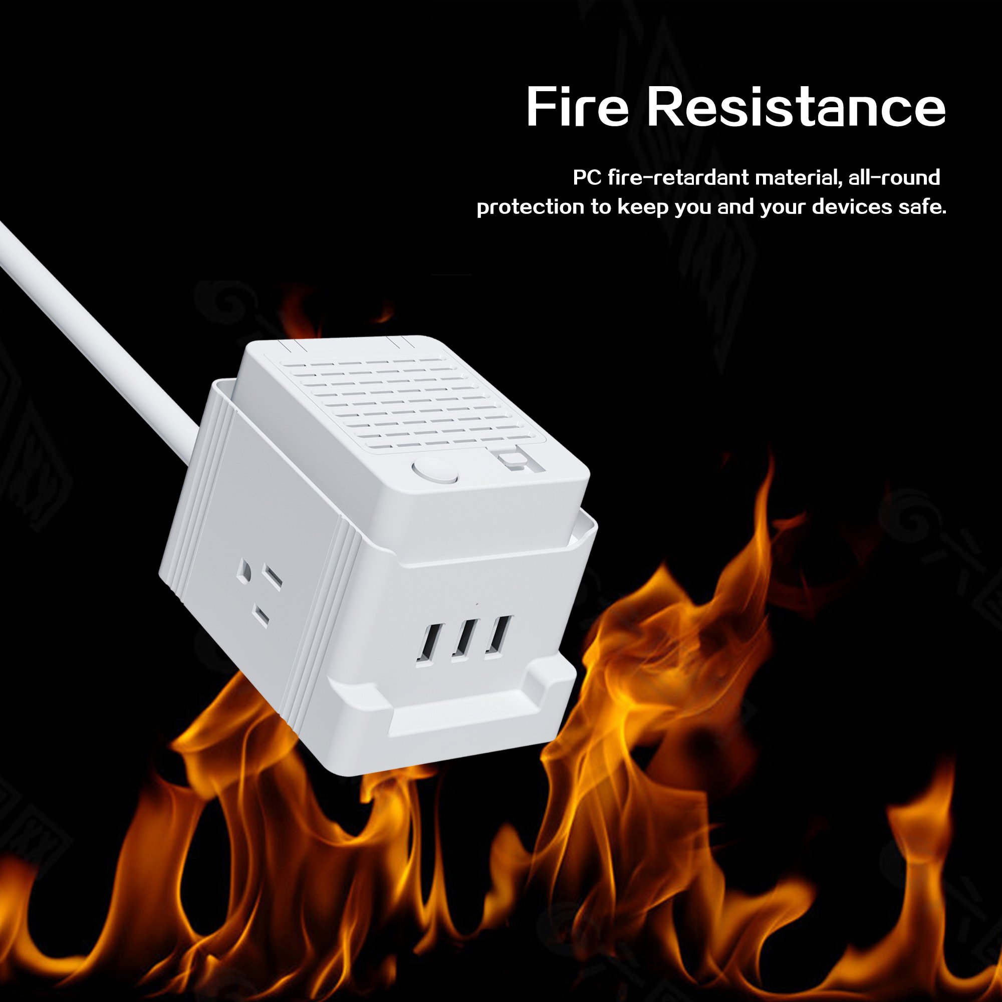 Multi US Plug Mini Furniture Electrical Outlet Socket 2AC Outlets 3 USB Ports Overload Protection Power Strip With Air Purifier