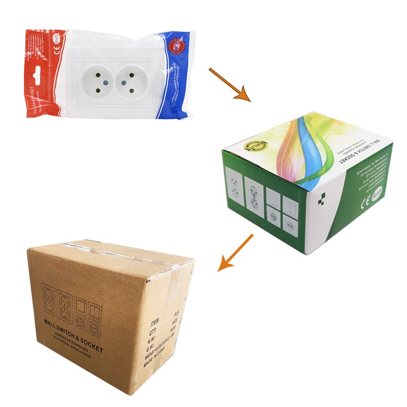 EU Standard French Type Single Wall Mounted Electrical Plug Sockets 16A 110V-250V