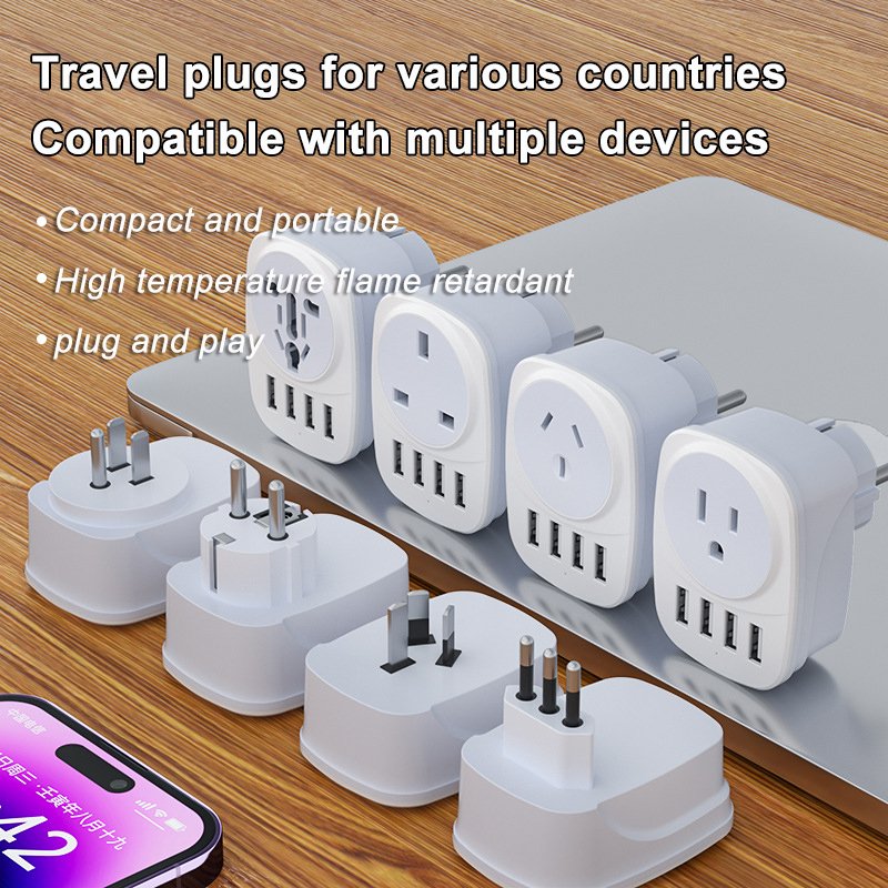 EU Socket UK Plug Adapter 1 USB 1 Type-C Port ABS Travel Wall Socket Type-G L N D H I J Outlets Power Adapter