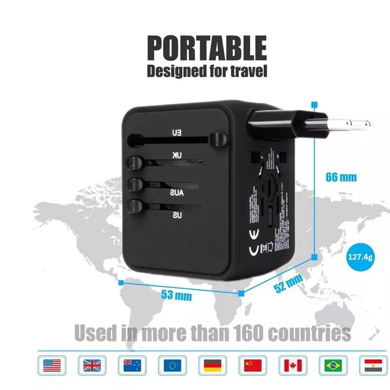 Travel Adapter Usb 20w Pd Wall Power Travel Adaptor Multi Plug Universal Travel Adapter