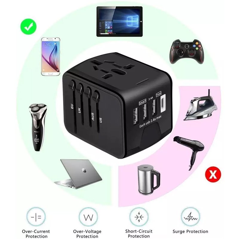 Travel Adapter Usb 20w Pd Wall Power Travel Adaptor Multi Plug Universal Travel Adapter
