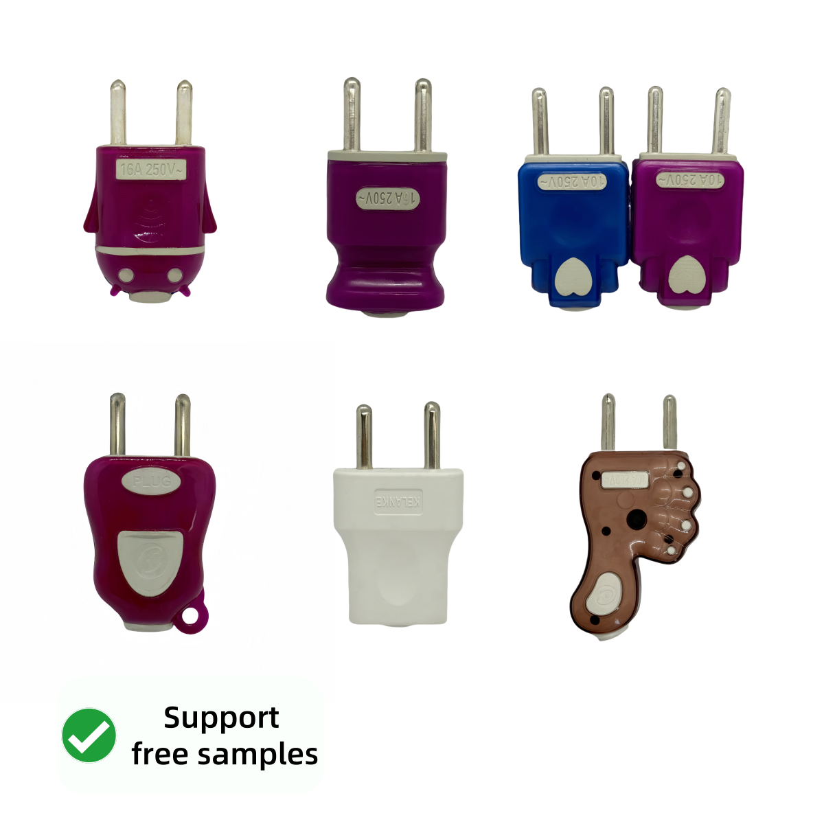 Plastics white Two-Pin EU Standard metal Electrical Plug Electrical supplies Connecting line plug