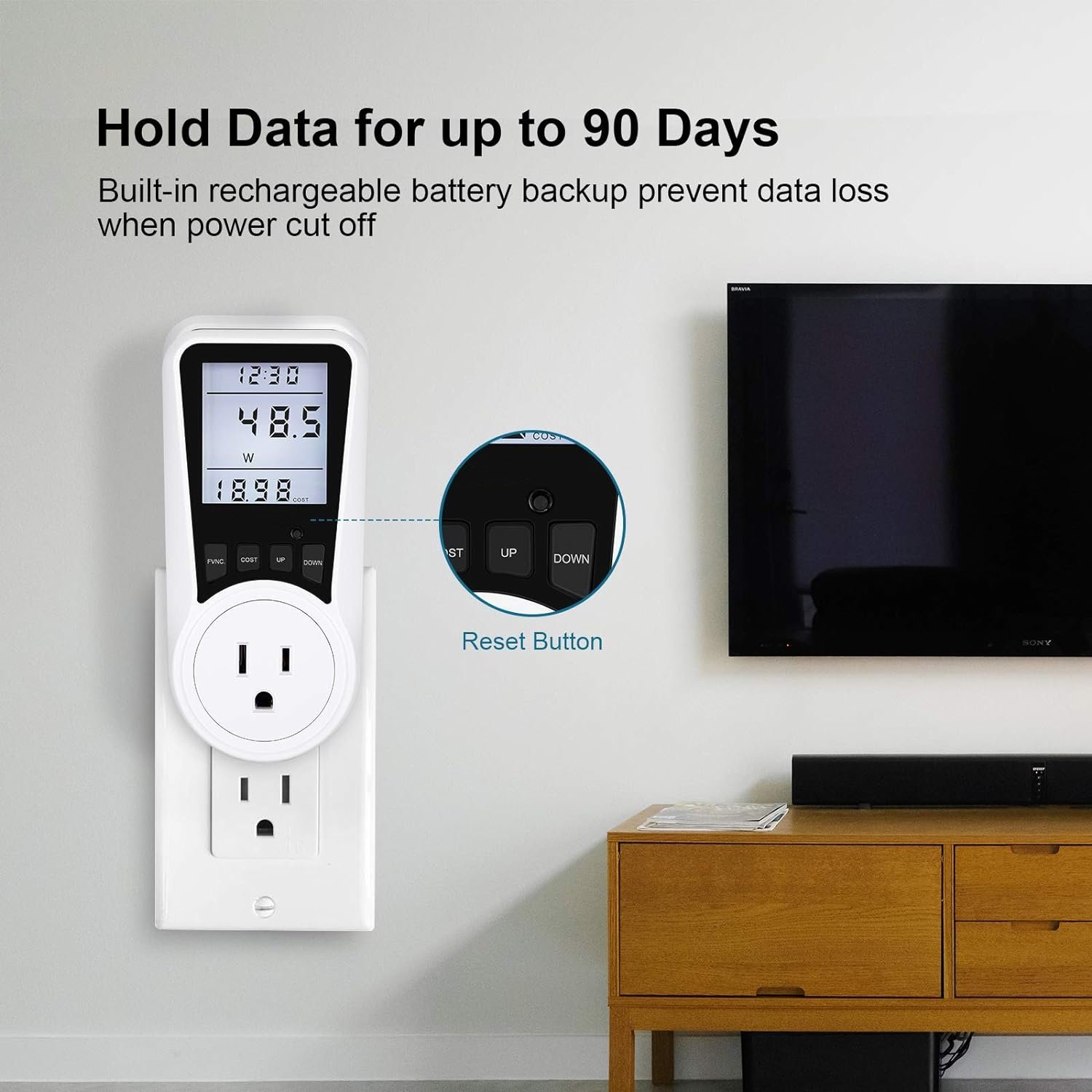 Electricity Usage Monitor for Home Kilowatt Meter Display Socket - Watt Meter that Plugs into Appliances to Measure Energy Usage