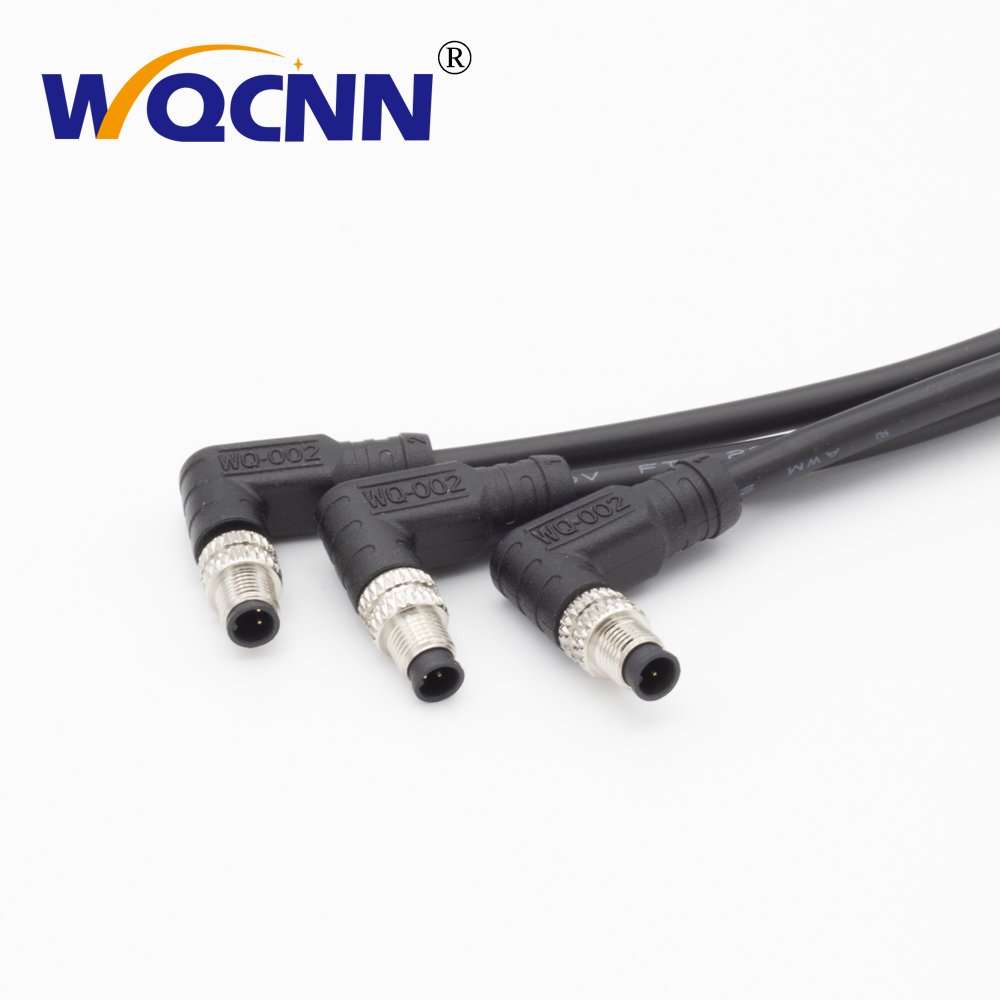 Customized M5 male and female waterproof plug wires 2, 3, 4 pins, IP67 waterproof right angle type, adjustable in 8 directions