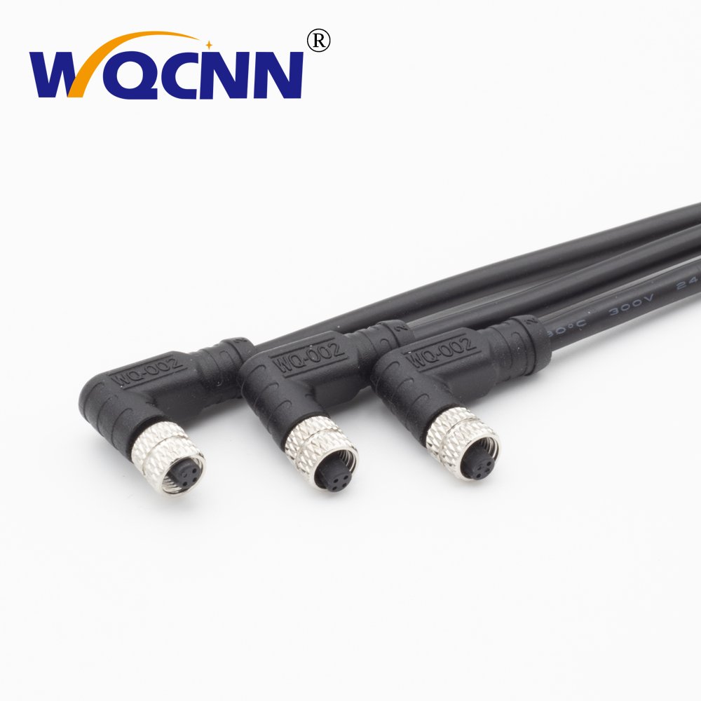 Customized M5 male and female waterproof plug wires 2, 3, 4 pins, IP67 waterproof right angle type, adjustable in 8 directions