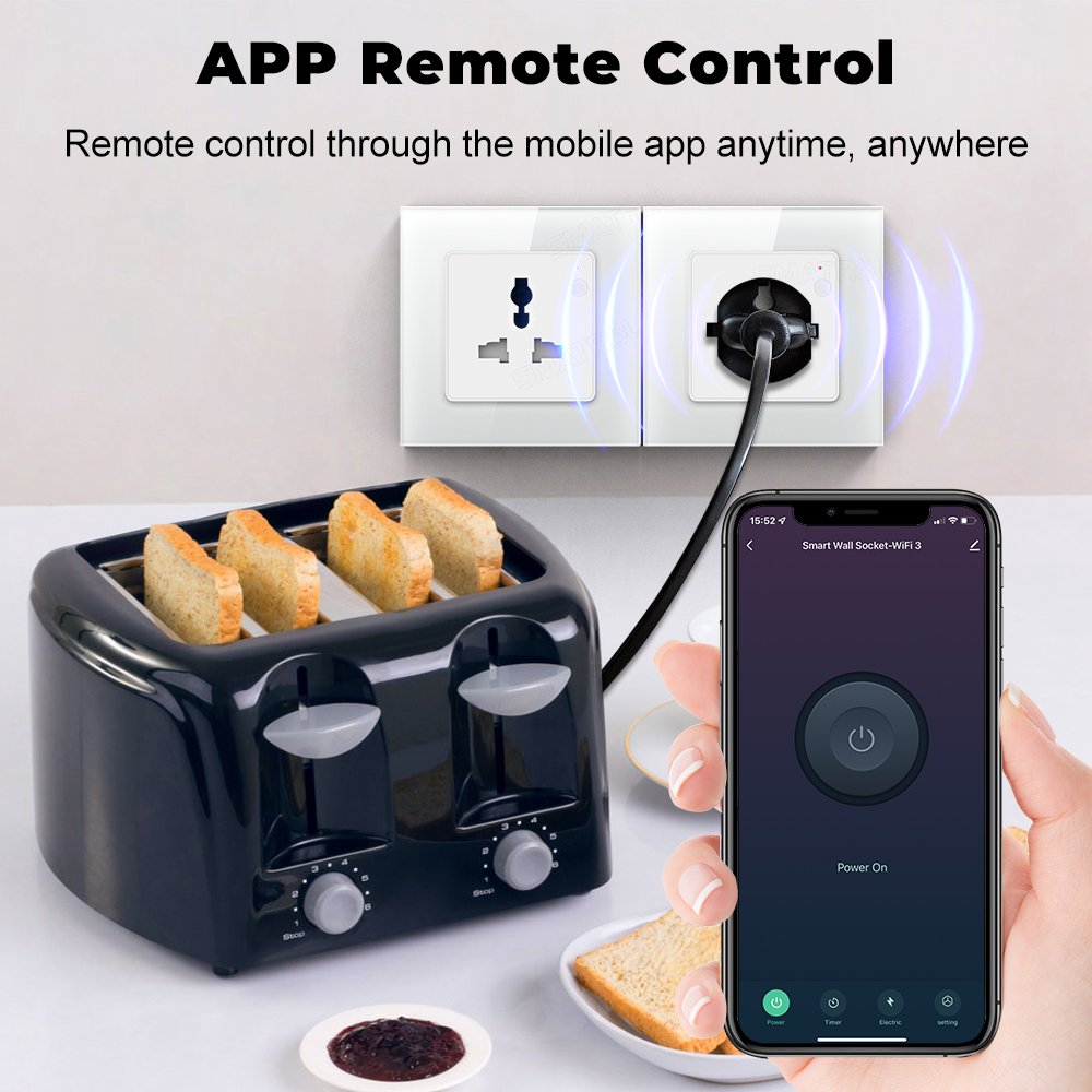 SMATRUL Power Monitor 16A WiFi Wall Socket for Tuya Smart Life voice control Alexa Google home wifi plug socket US EU UK Plug